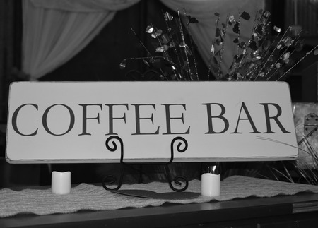 Coffee Bar sign in black and whiteの写真素材