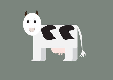 cow cartoon character with funny faceのイラスト素材