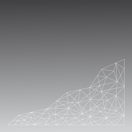 black and white line polygon abstract background illustration image place on bottom with gradient black and light greyのイラスト素材