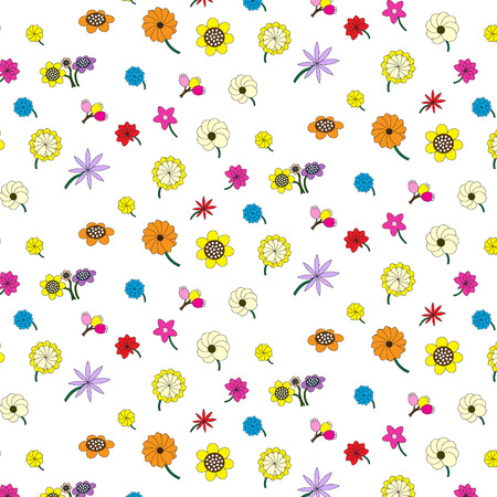 flower cartoon pattern on black background vector illustration image with different adorable designsのイラスト素材