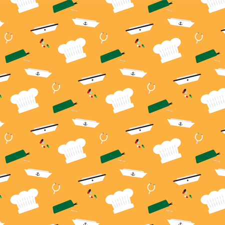 cartoon vector illustration pattern background showing career hat sets, some medical equipment and medicineのイラスト素材