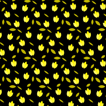 Yellow shade flower pattern on dark background vector illustration imageのイラスト素材