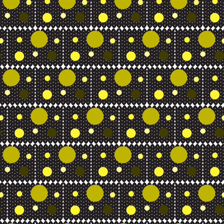 black square shape with yellow shade circle on top knitting overlapped pattern background vector illustration imageのイラスト素材