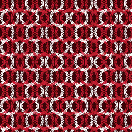 red and white horizontal circle overlapped knitting pattern background vector illustration image