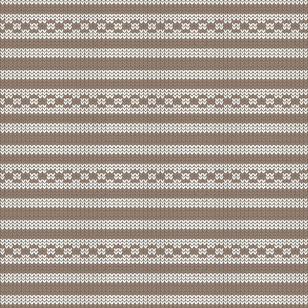 brown and white striped with circle loop striped knitting pattern background vector illustration imageのイラスト素材