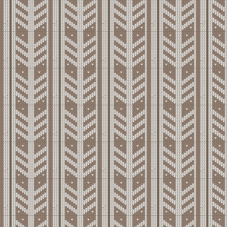 brown shade and white feather shape vertical striped with spot knitting pattern background vector illustration imageのイラスト素材