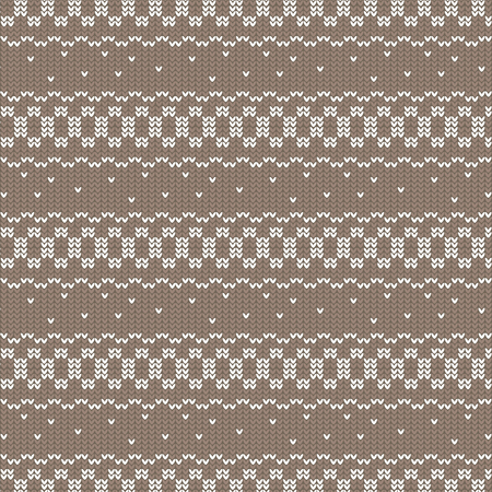 Brown and white circle loop and curved striped with spot knitting pattern background vector illustration imageのイラスト素材