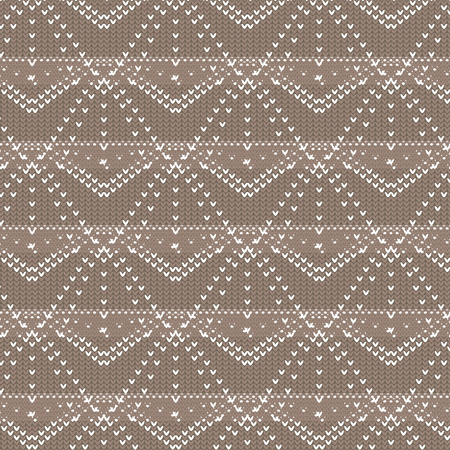 Brown and white polygon and diamond shape dot line with line inside knitting pattern background vector illustration imageのイラスト素材