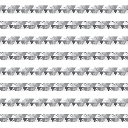 Black and silver shade triangle horizontal striped with polka dot and scribble pattern illustration...