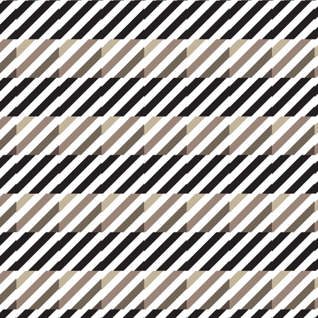 White diagonal striped on brown shade square and black horizontal striped pattern background. Vector illustration image.のイラスト素材