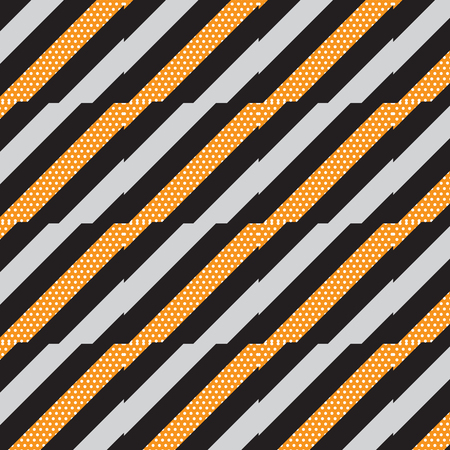 White dot orange, black, silver diagonal striped pattern background. Vector illustration image.のイラスト素材
