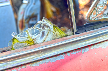 Broken window glassの写真素材