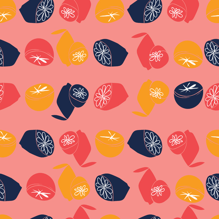 A pink citrus weeding repeatのイラスト素材