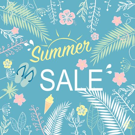 Summer sale background for banners, Wallpaper, flyers, invitations, posters, brochures, voucher discount.Vector illustration template.のイラスト素材