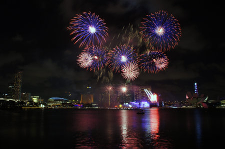 Fireworks over Marina Bay