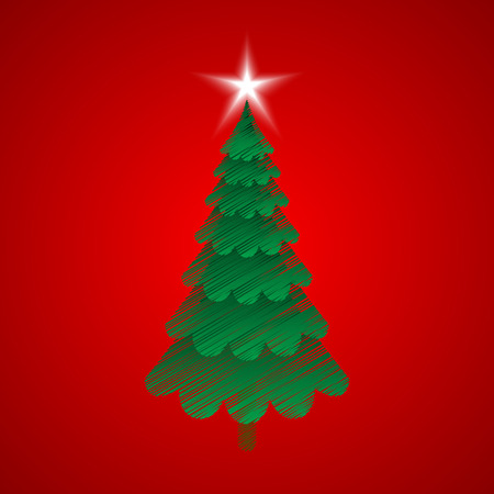 Christmas tree with red backgroundのイラスト素材