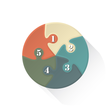 Professional business design layout template background vector. Magazine cover, publishing and print presentation. Symmetrical layout, jigsaw puzzle shape, and long shadow.のイラスト素材