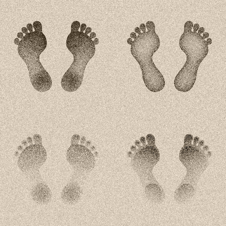 Footprints in the sand, vector design elements for layouts, templates, backgrounds, presentations, and patterns.のイラスト素材