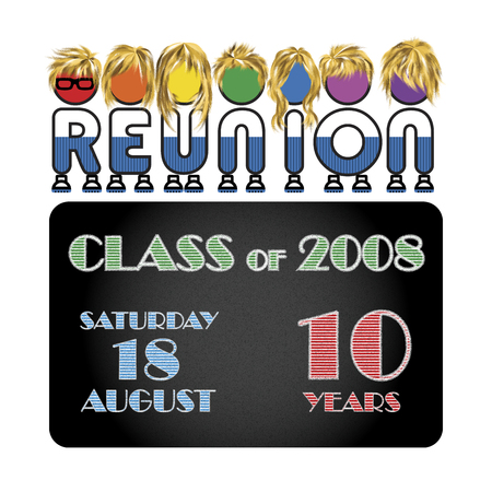 Class reunion logo isolated rainbow color on white background, a vector illustration.のイラスト素材