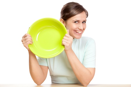 girl with bowlの写真素材