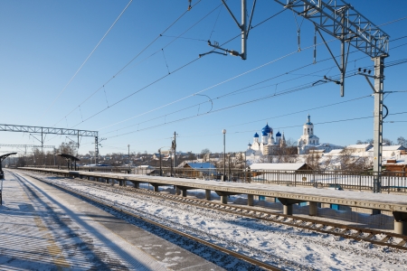 winter view of the train station in Russia. Travel to Russiaの写真素材