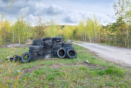 shelter from the tire side of the roadの写真素材