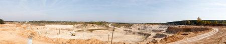 Panorama  large quarry limestone ore