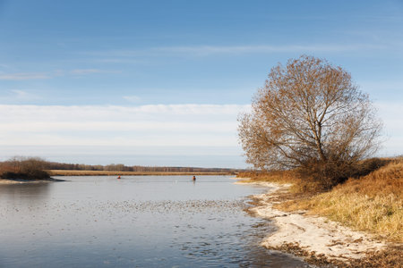 outdoor view of frozen  lake in winter
