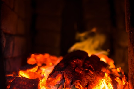 Fire. Burning charcoal in the grillの写真素材