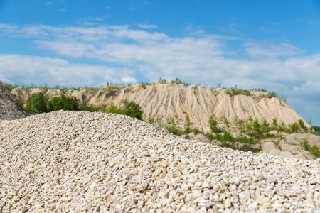 Pile of crushed stone in a quarryの写真素材