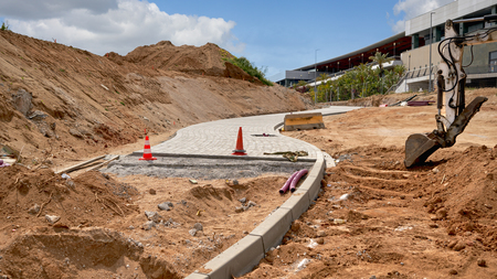 Renovation of Walk way zone in city parkの写真素材
