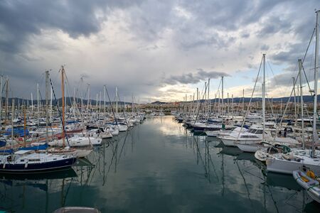 MATARO, SPAIN - MAY 19, 2019: View of port on a dayのeditorial素材