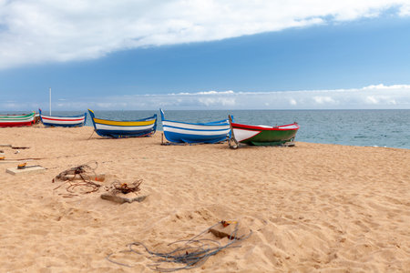 colorful fishing boats on the coastline of the sea