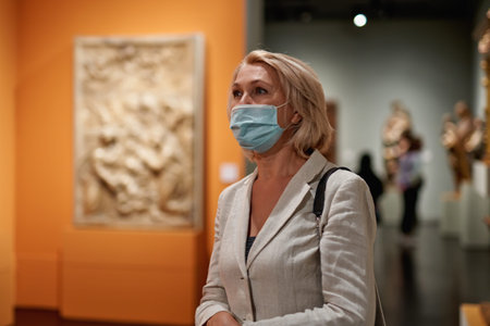 Woman Visiting Art Gallery Lifestyle Concept