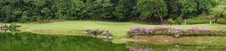 Panorama of a garden park in Malaysia in Borneoの写真素材