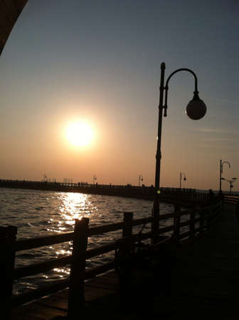 silhouette of lamp and bridgeの素材