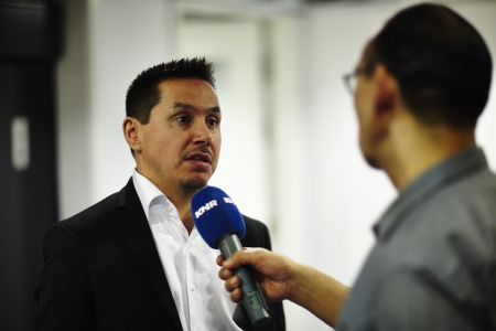 Nuuk, march 12 2013: Greenland Parliament Election Nikku Olsenのeditorial素材