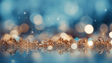 Abstract Christmas background with bokeh lights and snowflakes.の素材
