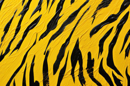 yellow and black tiger skin texture for background, close-up.の素材