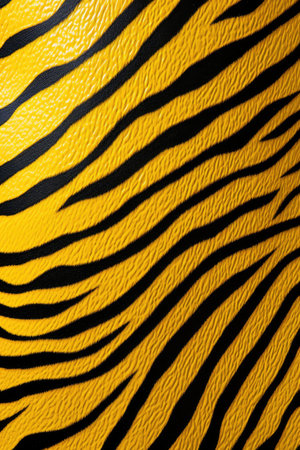 Zebra skin pattern texture background. Yellow and black stripes on tiger skin.の素材