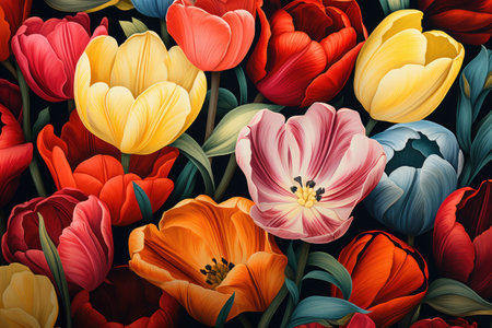 Colorful spring tulip flowers background. EPS 10 vector file includedの素材