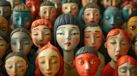 Wooden dolls for sale in a souvenir shop in Istanbul, Turkeyの素材