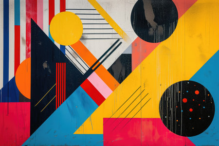 Colorful abstract background with geometric elements. Modern art collage.の素材