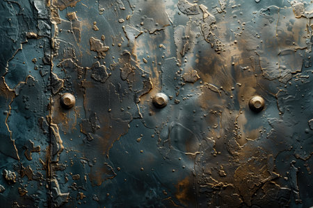 Old metal texture with rivets and rust. Abstract background for design.の素材