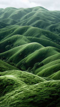 Green hills in the mountains. Landscape with green hills in the mountains.の素材
