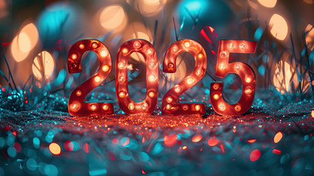 Happy New Year 2015 background with bokeh lights. 3d renderingの素材
