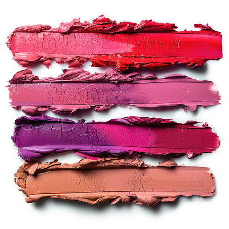 collection of various lipstick paint on white background. each one is shot separatelyの素材