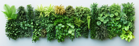 3d rendering of a group of different green plants isolated on white backgroundの素材