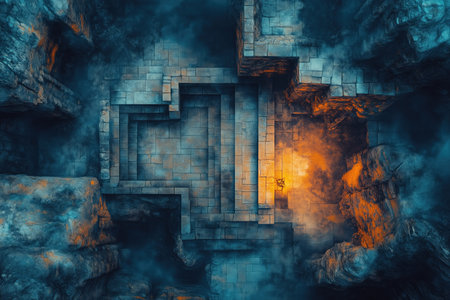3D CG rendering of Abandoned building with fire and smoke.の素材
