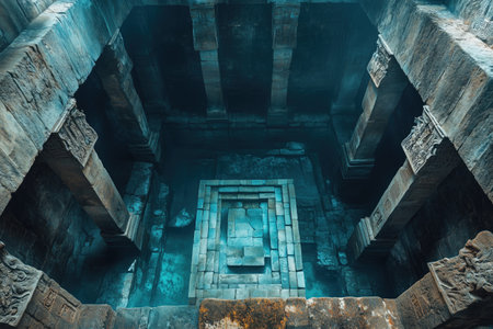 3d rendering of an old building in the middle of the jungleの素材